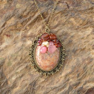 Floral Gemstone Cabochon Pendants