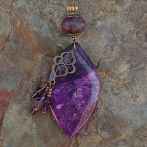 Purple Gemstone with Swirl Drop Tassel