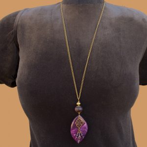 Purple Gemstone with Swirl Drop Tassel