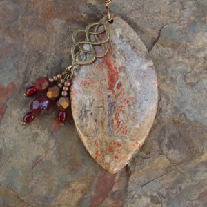 Tan Brown Flower Gemstone with Swirl Drop Tassel
