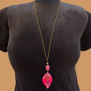 Peachblow Stripes Onyx Agate with Swirl Drop Tassel