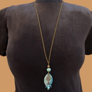 Blue Onyx Agate with Swirl Drop Tassel