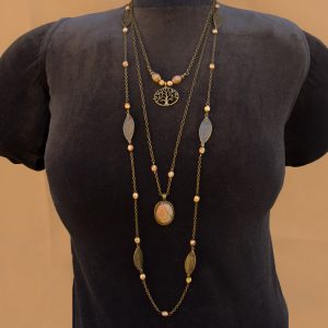 3 Necklace Set - Picasso Jasper Pendant & Tree Charm
