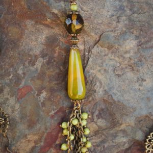 3 Necklace Set - Yellow Stripes Agate Tassel & Butterfly