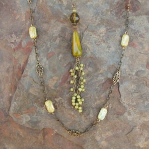 3 Necklace Set - Yellow Stripes Agate Tassel & Butterfly