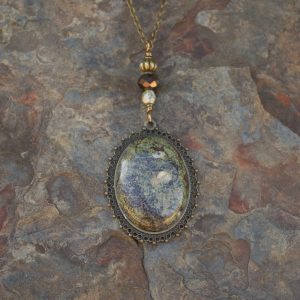 4 Necklace Set - Natural Dragon Blood Stone Pendant & Tree Charm