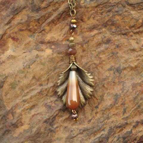 Brown Gemstone Bead Calla Lily Pendant
