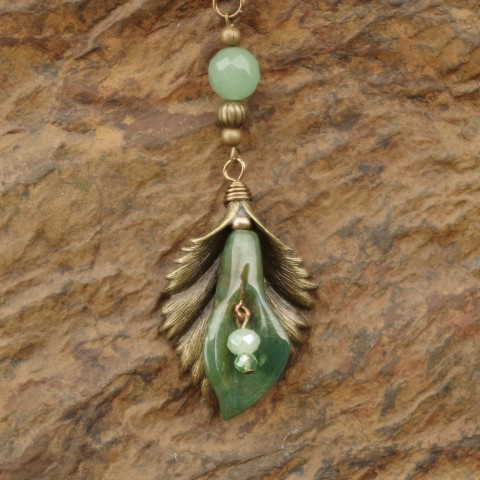 Green Aventurine Gemstone Calla Lily Bead Pendant