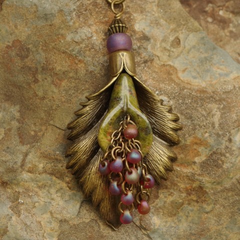 Unakite Calla Lily Bead Pendant